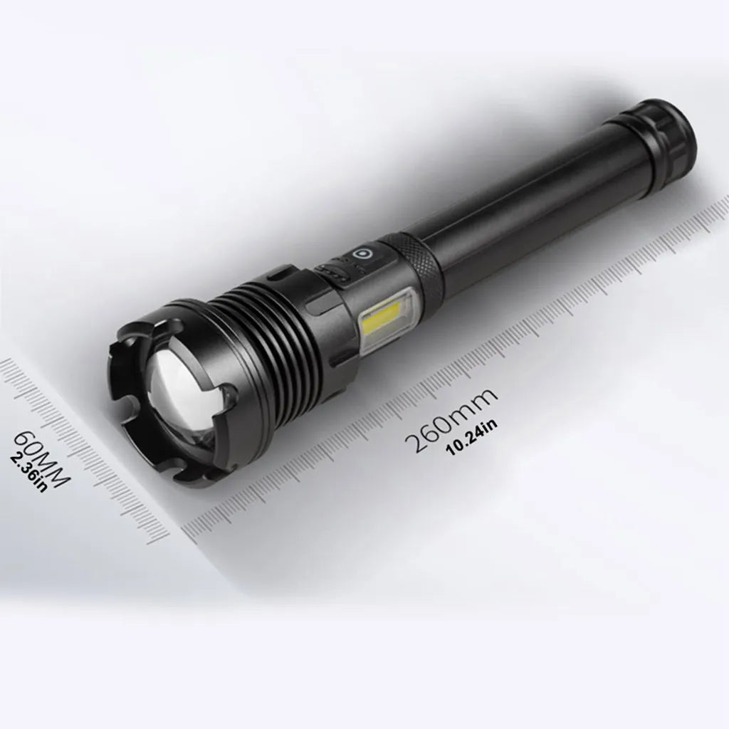  12000 Lumen Taschenlampe, LED Taschenlampe Extrem Hell USB Aufladbar 18650 Batterie, 4 Lichtmodi, Zoombar, Lange Arbeitszeit Taktische Taschenlampe