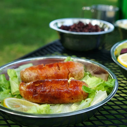  CLS 22-teiliges Tragbares Essteller-Set, Camping-Geschirr-Set, Polierter Edelstahl, Schš¹sseln, Suppent?pfe Mit Aufbewahrungstasche Fš¹r Das Kochen Im Freien, Camping, Picknick, Grillen