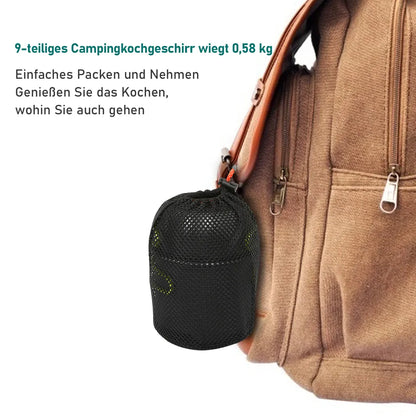  Wolketon 9x Camping Kochgeschirr Campingpfanne Packsack Kochset Trekking 1-2 Person Koch