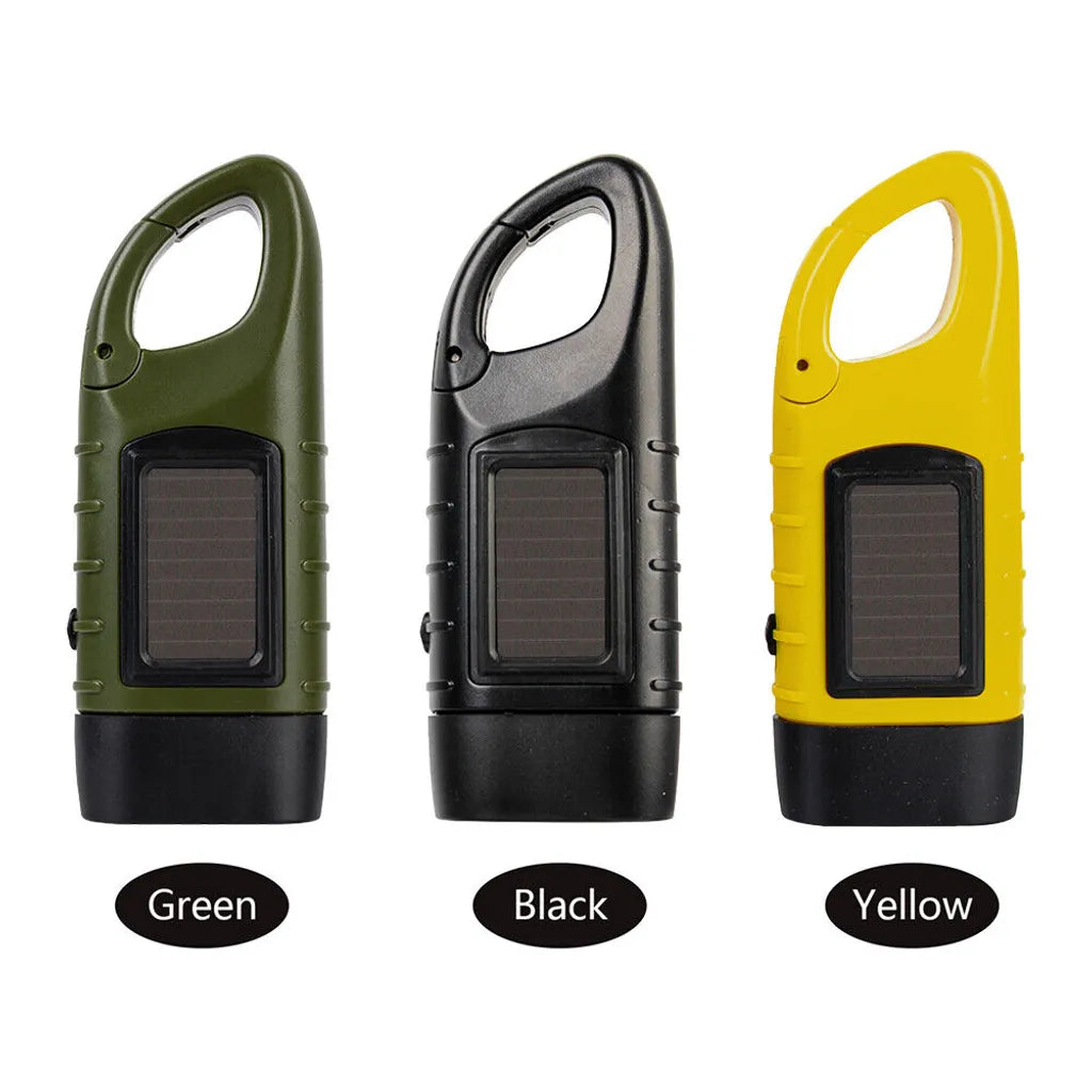  Handkurbel Solar Dynamo Taschenlampe Licht Outdoor Reise Notfall LED Taschenlampe, Schwarz