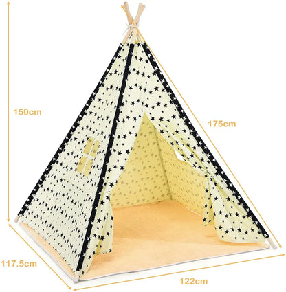  COSTWAY Kinderspielzelt Tipi Zelt Für Kinder Spielzelt Tragbar Kinderzelt Spielhaus Zelt Mit Bodenmatte Für Kinderzimmer