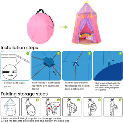  Kinderspielzelt Indisch Kinderzelt,Spielzelt Prinzessin Traum Schloss Burg Haus Für Mädchen, Im Kinderzimmer, Indoor/innen/außen/draußen,（Pink + Lila）