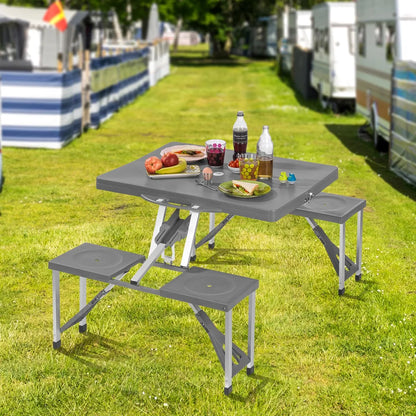  MAXXMEE Campingtisch - 85 X 65 X 67 Cm - Faltbar - Grau Campingtisch Klapptisch Klappbar Gartentisch Sitz Gruppe Bank Faltbar Picknick