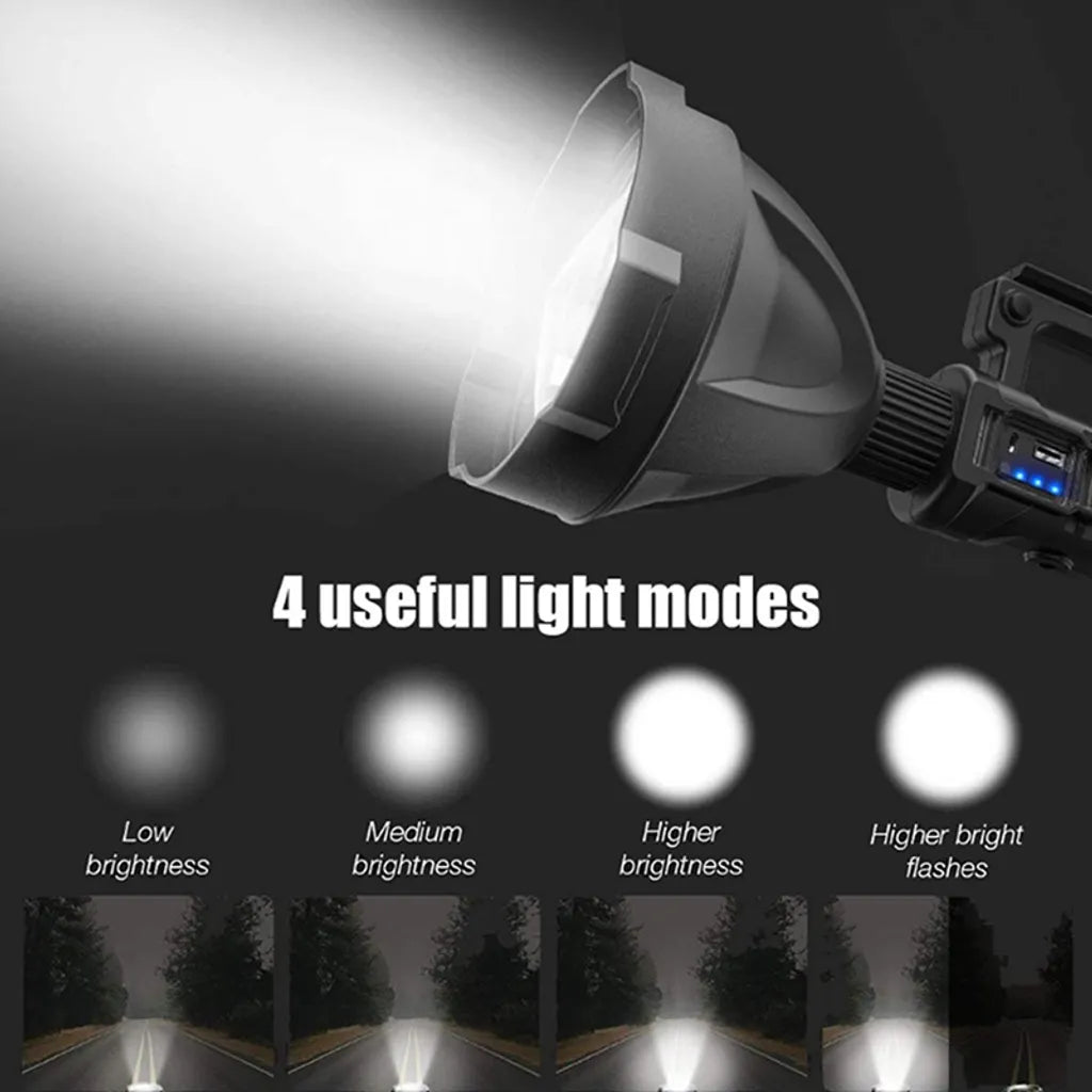 90000 Lumens Wiederaufladbare LED Scheinwerfer Taschenlampe Suchscheinwerfer Mit Stativ & USB-Ausgang