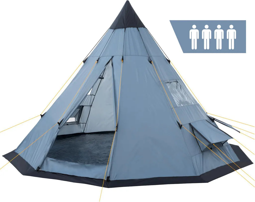  CampFeuer Tipi Zelt Spirit Für 4 Personen | Grau | 3000 Mm Wassersäule