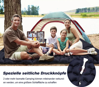  Jiubiaz Camping Isomatte, Kompakte, Selbstaufblasende Schlafmatte Mit Leichtem, Feuchtigkeitsbeständigem Kissen, 192 X 60 X 8.5 Cm, Navy Blau