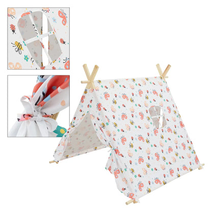  ECD Germany Spielzelt Für Kinder Mit 2 Türen Und Einem Fenster, 108x105x117 Cm, Weiß Mit Bunten, Aus Polyester, Drinnen/draußen, Inderzelt Babyzelt Zelt Spielhaus Spielzeug Geschenkidee