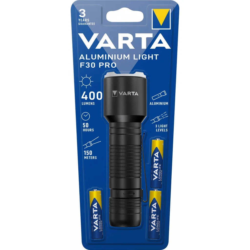  Varta LED Taschenlampe Aluminium Light 400lm, Inkl. 3x Alkaline AAA, Retail Blister
