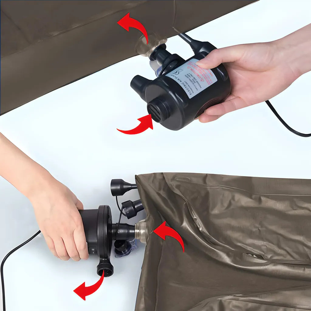  Elektrische Luftpumpe Luftmatratze 3 Luftdüse Tragbar Elektropumpe 2 In1 Inflate Deflate Kompressor Matratze Sofa Pool Schwimmring Camping 230V Retoo