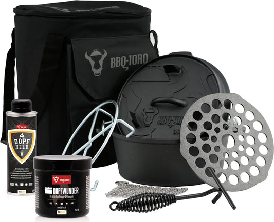  BBQ-Toro 8-teiliges Dutch Oven Starterset Mit 4,2 Liter DO Und Zubehör