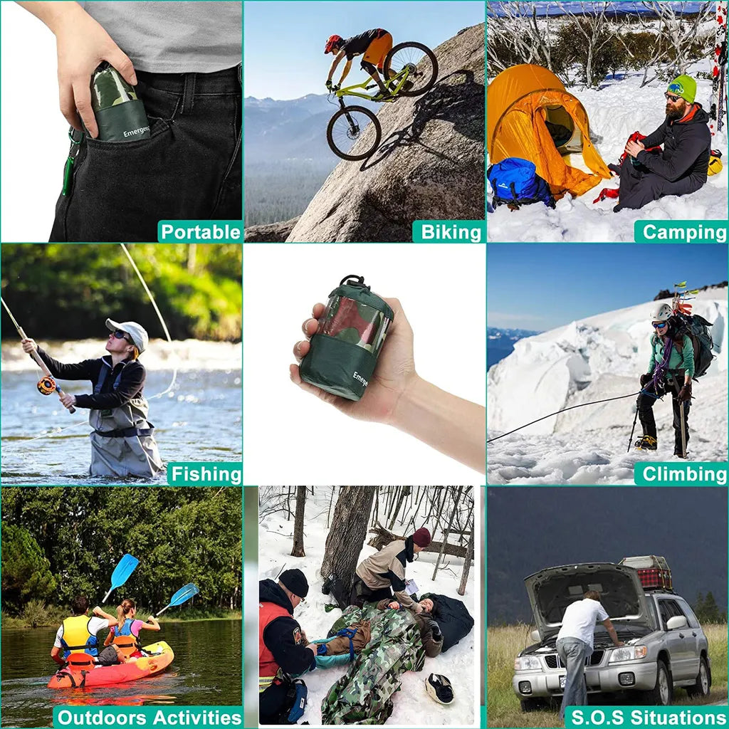  2er-Pack Notfall-Schlafsack, Wasserdicht, Leicht, Überlebensdecke, Für Camping, Wandern, Outdoor