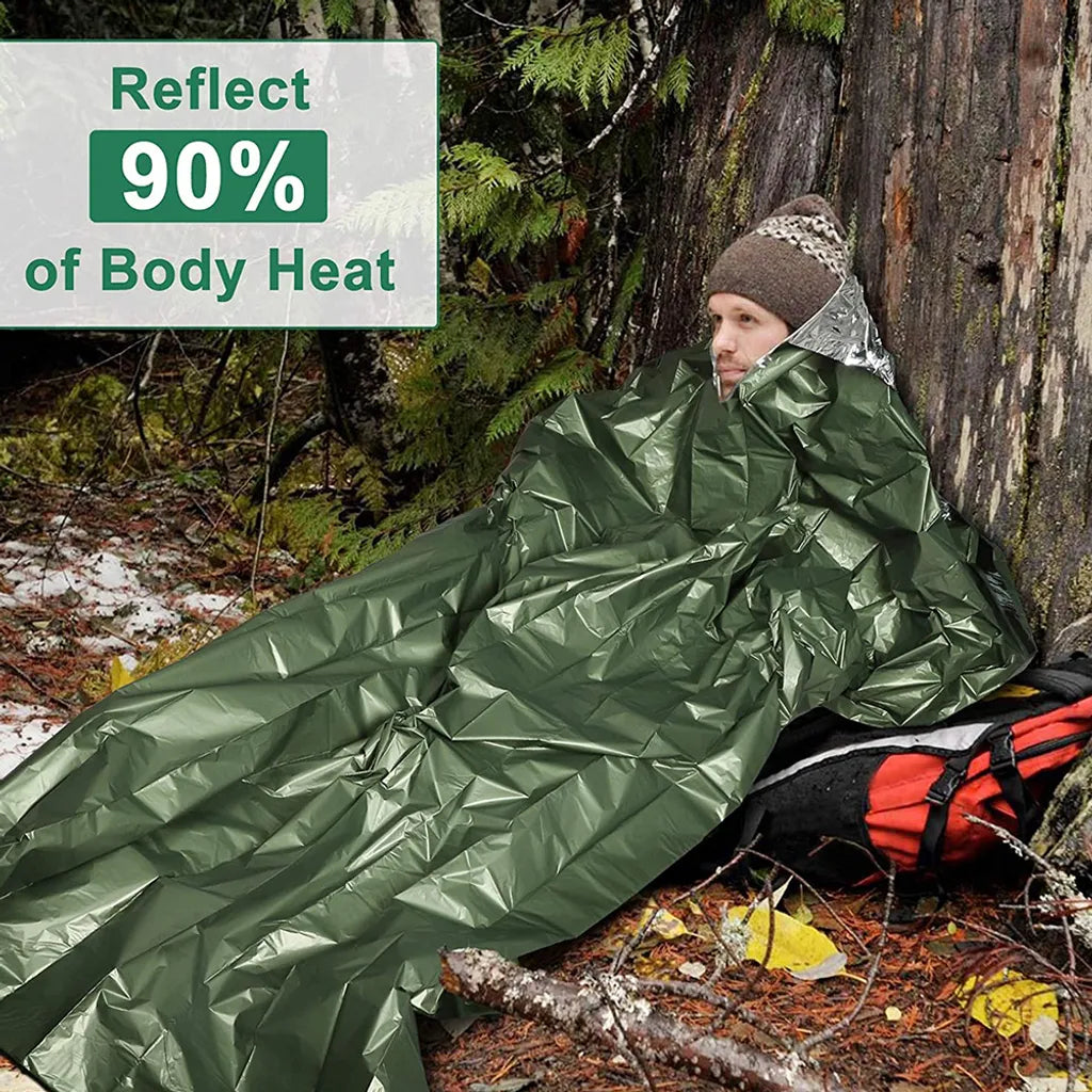  Notfall Überleben Schlafsack,Survival Biwaksack Erste Hilfe Rettungsdecken Wasserdicht Notfalldecke Warm Tube Zelt Ultraleicht Hitzeabweisend Kälteschutz Rettungszelt Für Outdoor(Grün)