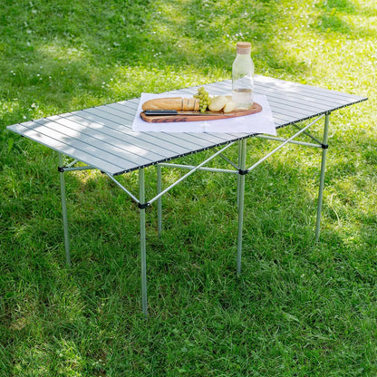  Tectake Camping Klapptisch Aus Aluminium Inkl. Tasche 140x70x70cm - Grau