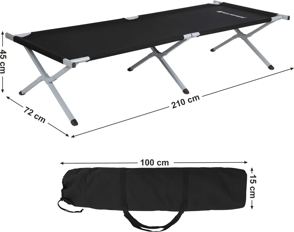  SONGMICS Gartenliege Schwarz Oxford-Gewebe XXXL 210 X 72 X 45 Cm Bis 260 Kg Belastbar Feldbett Stahl Sonnenliege GCB21H