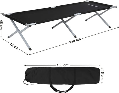  SONGMICS Gartenliege Schwarz Oxford-Gewebe XXXL 210 X 72 X 45 Cm Bis 260 Kg Belastbar Feldbett Stahl Sonnenliege GCB21H