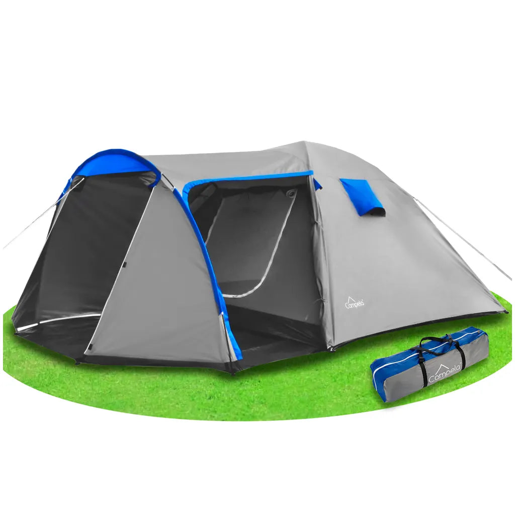  Campela Touristenzelt, Familienzelt, Tropical, Für 4 Personen, Wasserdicht 3000m, Geklebte Nähte, CA0013GRY
