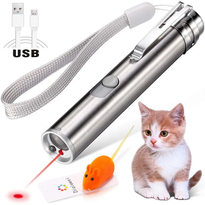  Laserpointer Für Katzen USB Wiederaufladbar, Cat Dog Interactive Lazer Toy, Heimtier-Übungs-Chaser-Tool, 3-Modus,Taschenlampen