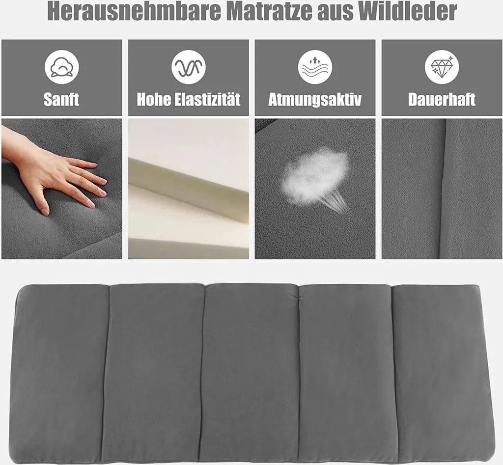  COSTWAY Feldbett Klappbar 190x67x53cm Campingbett Bis 150 Kg Belastbar Klappbett Mit Matratze, Kissen & Seitentasche, Tragbares Campingliege Inkl. Tragetasche Für Camping & Strand Grau