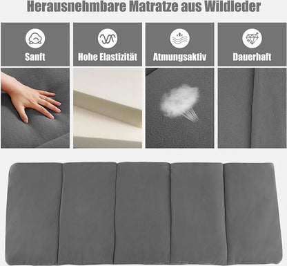  COSTWAY Feldbett Klappbar 190x67x53cm Campingbett Bis 150 Kg Belastbar Klappbett Mit Matratze, Kissen & Seitentasche, Tragbares Campingliege Inkl. Tragetasche Für Camping & Strand Grau
