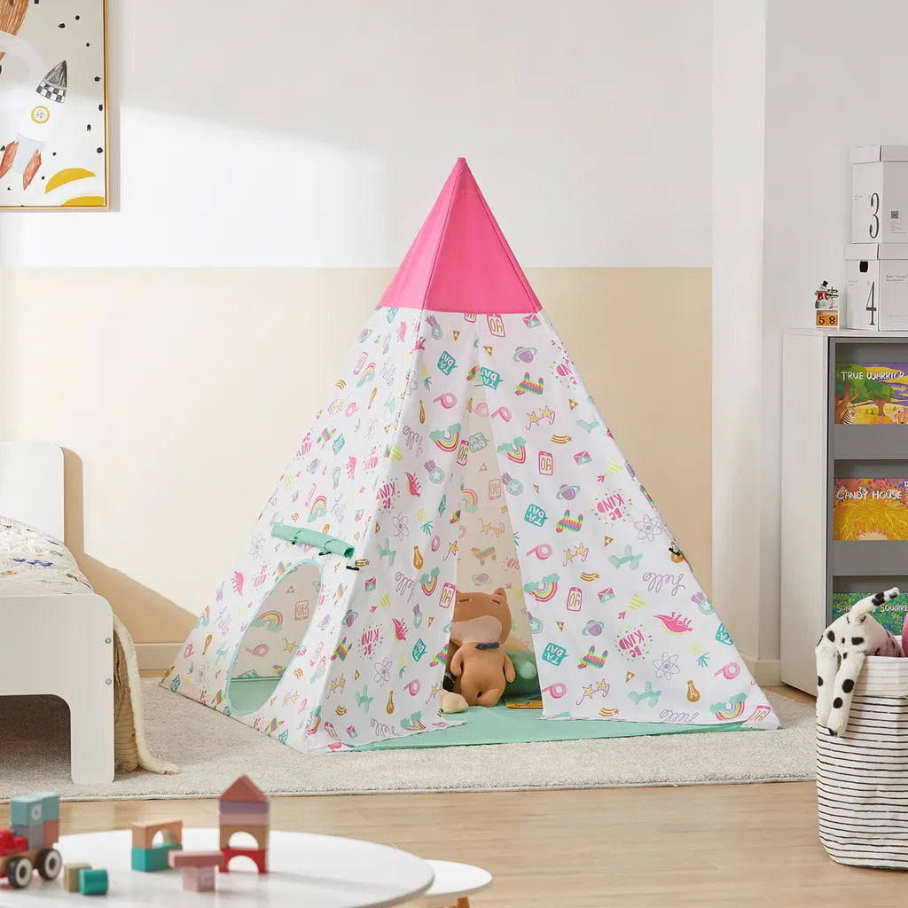 SoBuy OSS06 Tipizelt Spielzelt Zelt Für Kinder Mit Tür Und Fenster Spielhaus Kinderzelt BHT Ca.: 133x153x133cm