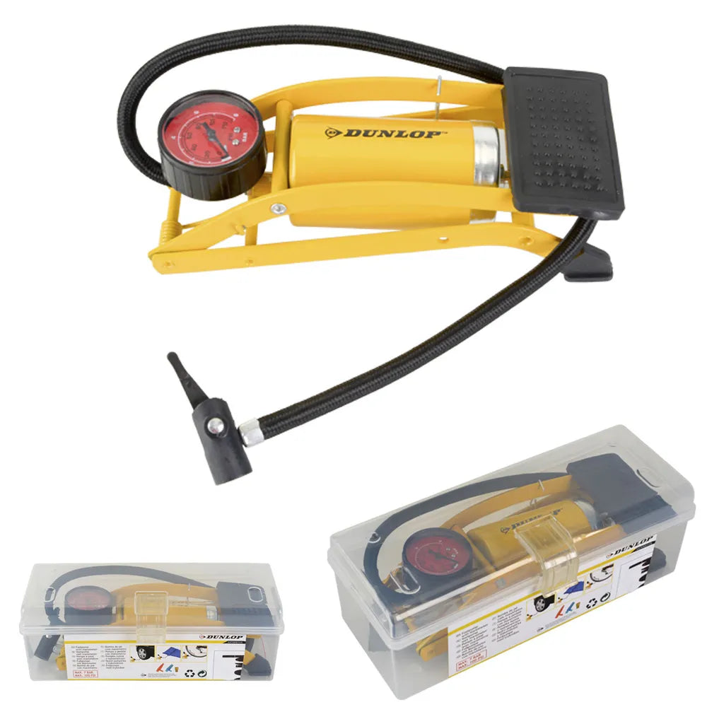  DUNLOP Luftpumpe Manometer Tretpumpe Fahrradpumpe Pumpe Autopumpe Tretpumpe