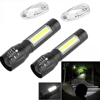  2x Taschenlampen Starke Led Leuchtkraft Polizei Mini Swat USB Wiederaufladbar
