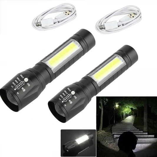  2x Taschenlampen Starke Led Leuchtkraft Polizei Mini Swat USB Wiederaufladbar