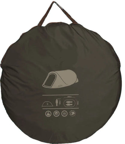 Pop Up Wurfzelt Für 2 Personen - 220 X 120 Cm / Braun - Camping Festival Automatik Trekking Zelt