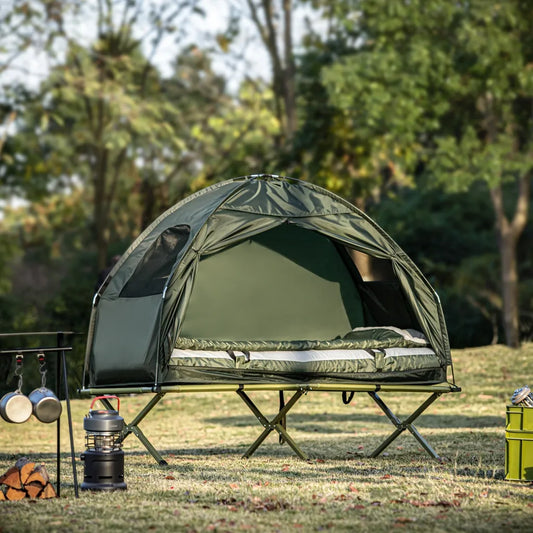  SoBuy® Feldbett 4in1-Zelt Mit Campingliege Schlafsack Luftmatratze Und Zubehör 1 Person OGS32-GR