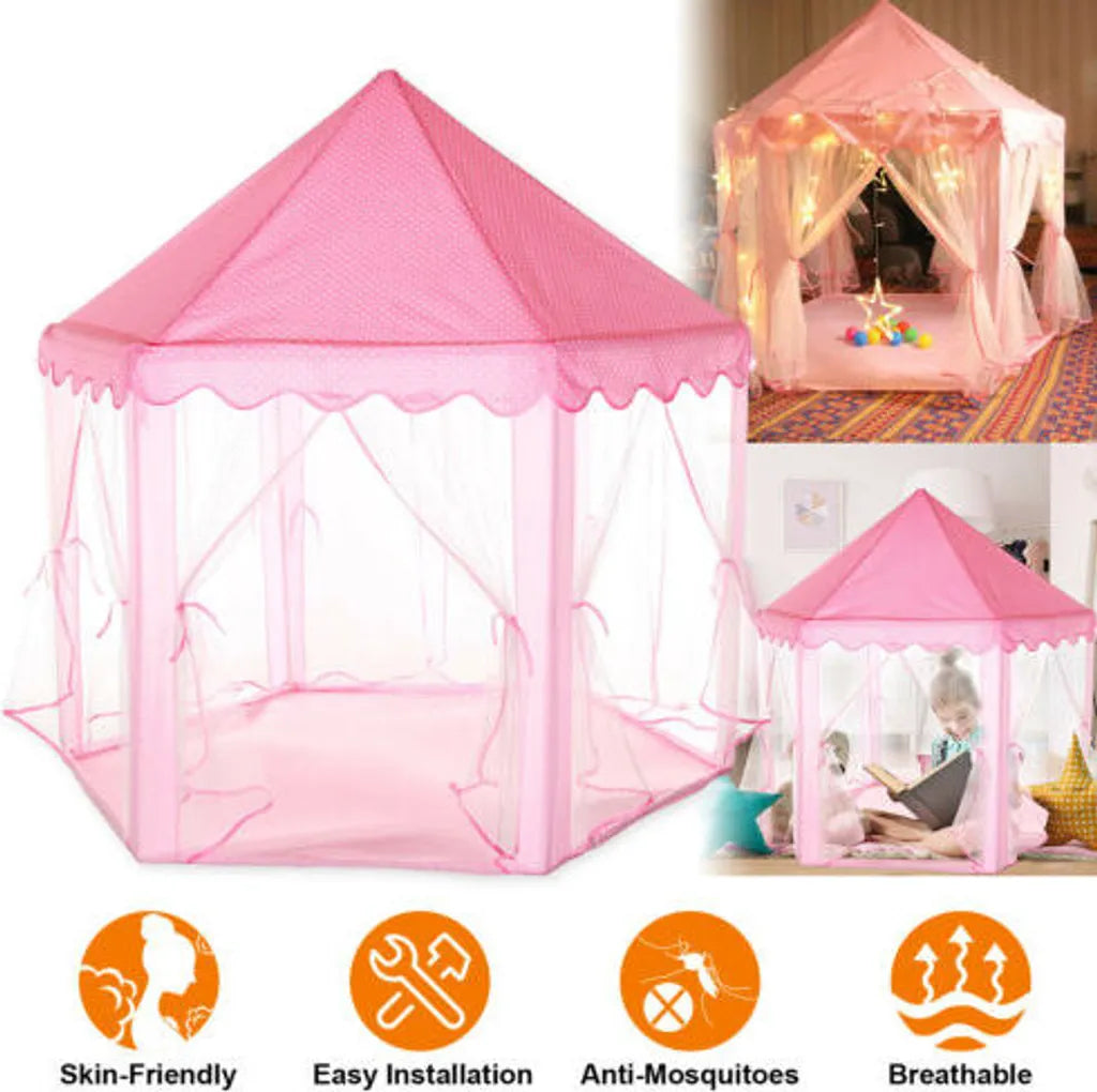  Kinderzelt Babyzelt Spielhaus Prinzessin Spielzelt Bällebad Spielhöhle Zelt Rosa