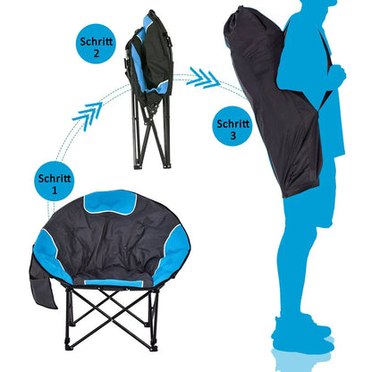 KAHOO Campingstuhl Tragbarer Moon Chair, Campingstuhl Mit Tragetasche, Gepolsterter Sitz, Blau