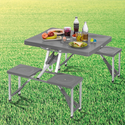  MAXXMEE Campingtisch - 85 X 65 X 67 Cm - Faltbar - Grau Campingtisch Klapptisch Klappbar Gartentisch Sitz Gruppe Bank Faltbar Picknick