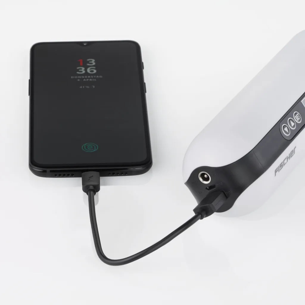  FISCHER Akku-Kompressor Mit Powerbank Und LED-Taschenlampe