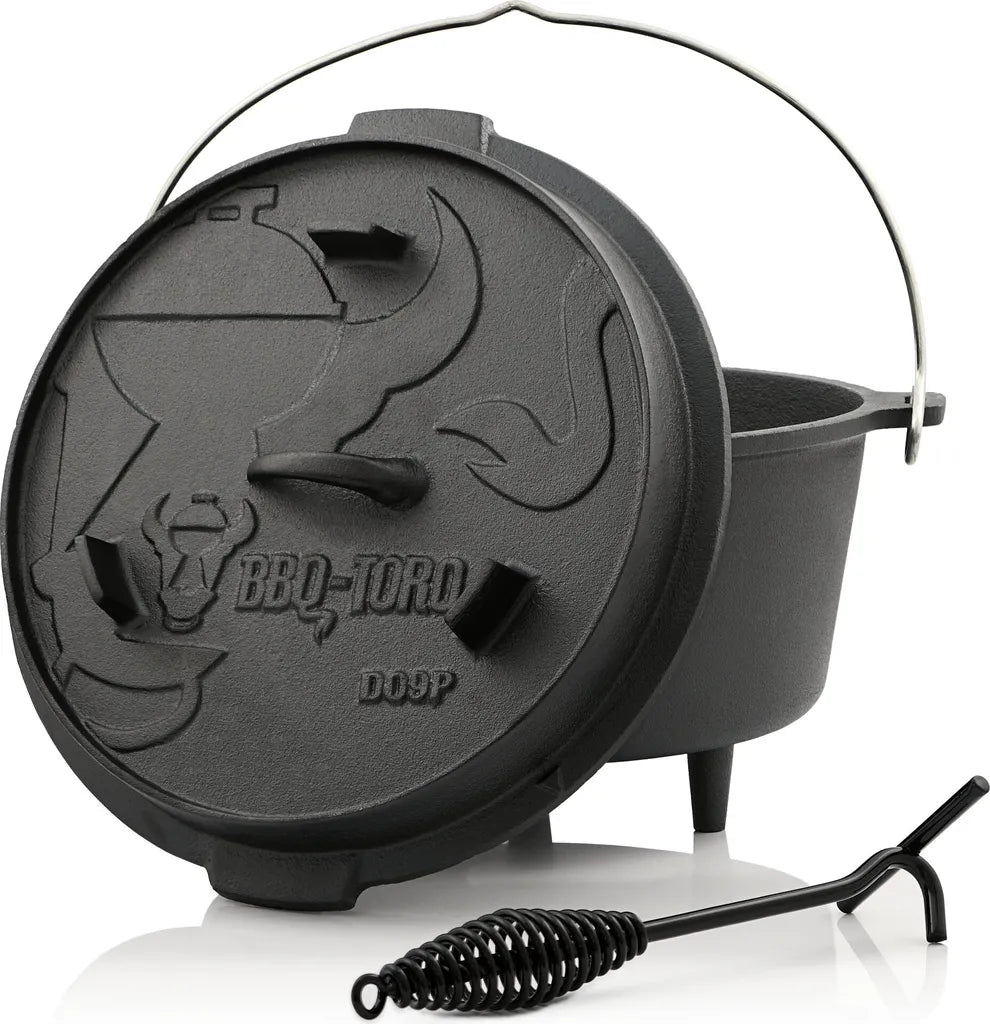  BBQ-Toro Dutch Oven DO9P, 9,0 L Premium Gusseisen Kochtopf, Gusstopf