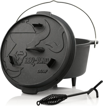  BBQ-Toro Dutch Oven DO9P, 9,0 L Premium Gusseisen Kochtopf, Gusstopf