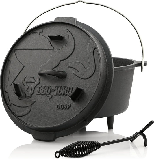  BBQ-Toro Dutch Oven DO9P, 9,0 L Premium Gusseisen Kochtopf, Gusstopf