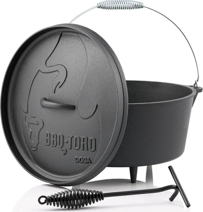  BBQ-Toro Dutch Oven DO9A, 7,2 L Alpha Gusseisen Kochtopf, Gusstopf