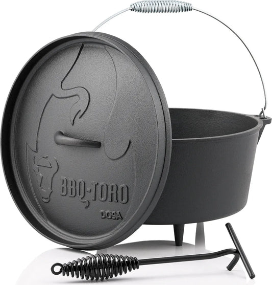  BBQ-Toro Dutch Oven DO9A, 7,2 L Alpha Gusseisen Kochtopf, Gusstopf