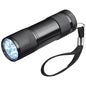  LED Taschenlampe / Mit 9 LED / Aus Aluminium / Farbe: Schwarz
