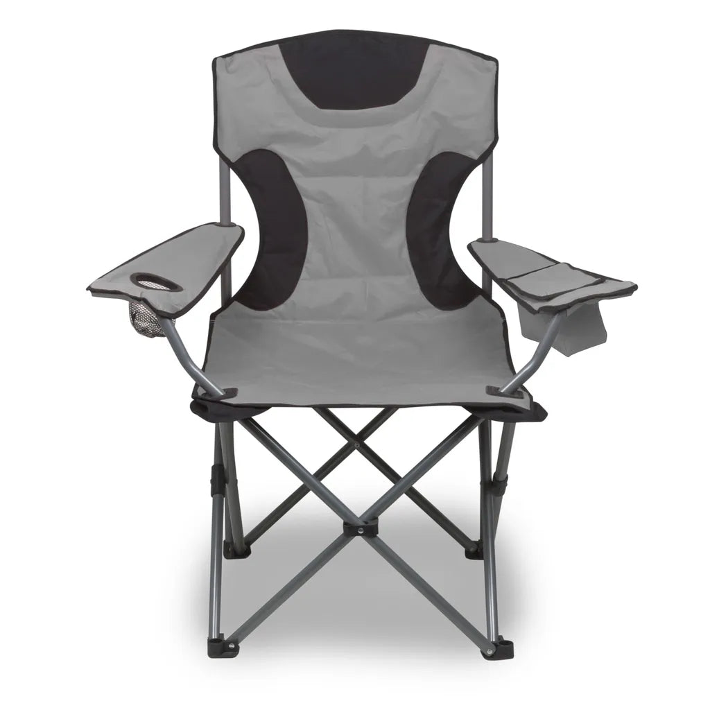  HanSe Campingstuhl Klappstuhl Faltstuhl Anglerstuhl Mit Kühltasche Und Flaschenhalter In Grau/Schwarz
