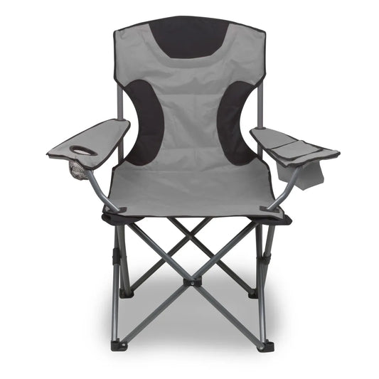  HanSe Campingstuhl Klappstuhl Faltstuhl Anglerstuhl Mit Kühltasche Und Flaschenhalter In Grau/Schwarz