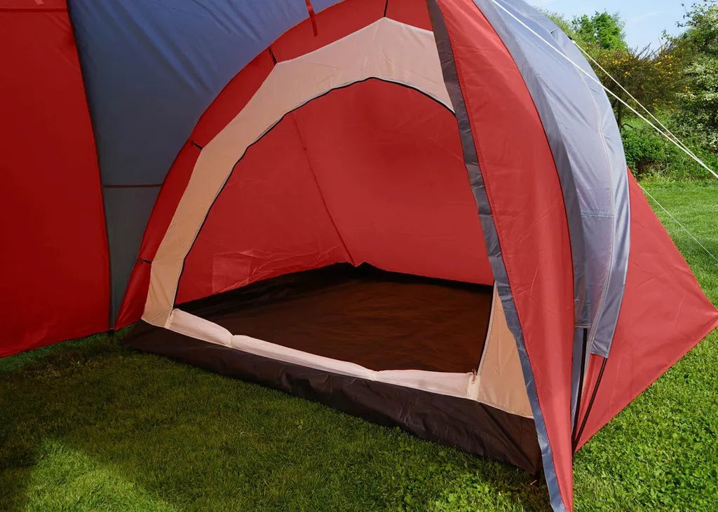  Campingzelt Laagri, 6-Mann Zelt Kuppelzelt Igluzelt Festival-Zelt, 6 Personen Rot