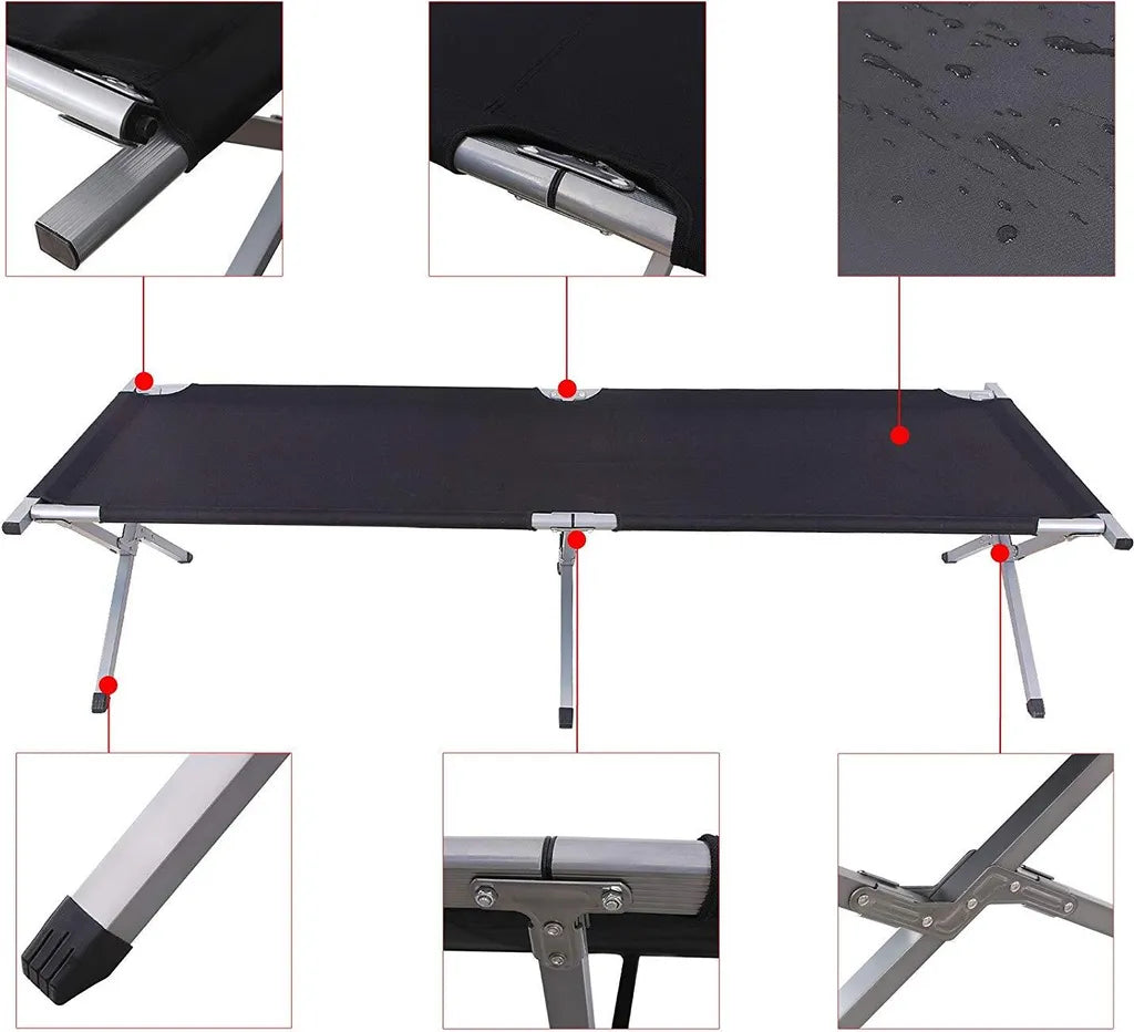  SONGMICS Gartenliege Schwarz Oxford-Gewebe XXXL 210 X 72 X 45 Cm Bis 260 Kg Belastbar Feldbett Stahl Sonnenliege GCB21H