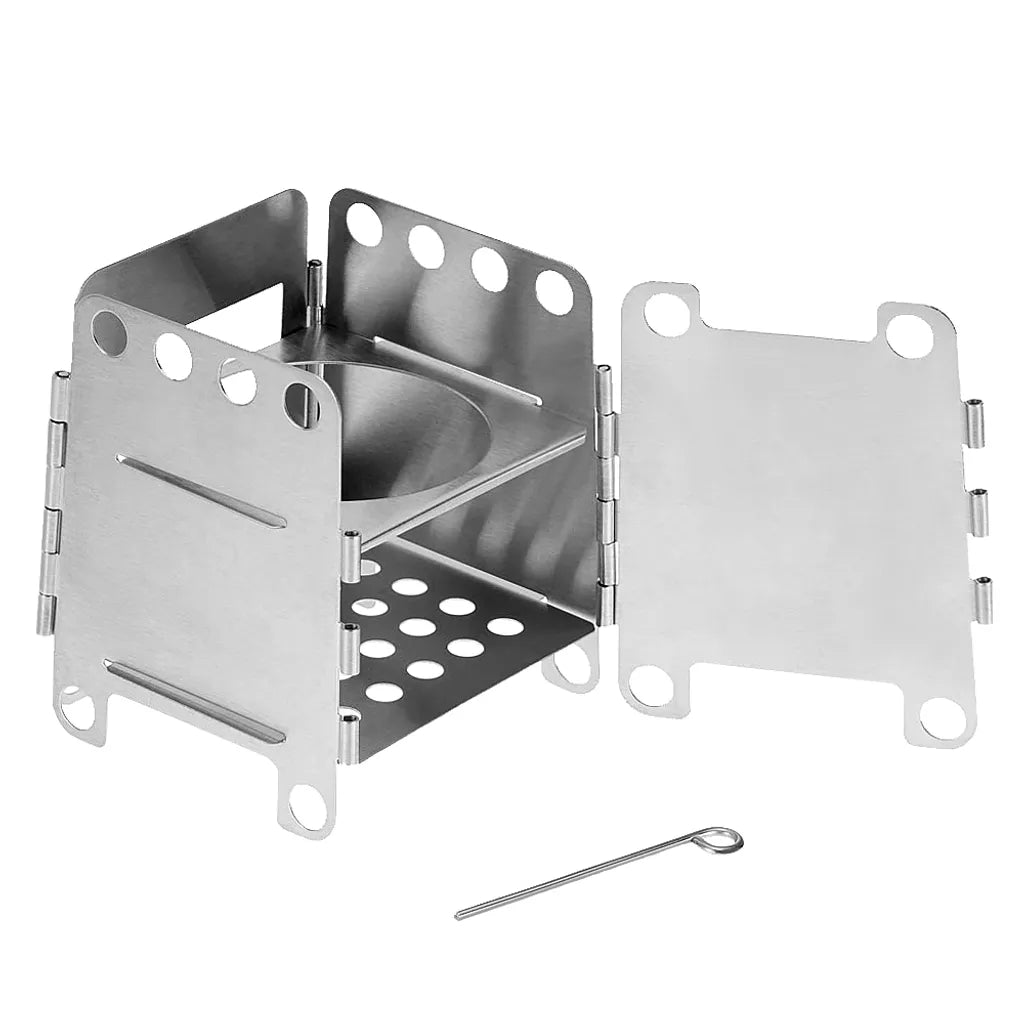  Tragbarer Campingkocher Aus Edelstahl, Leicht, Faltbar, Holzofen, Taschenofen, Outdoor-Camping, Kochen, Picknick, Rucksackkocher