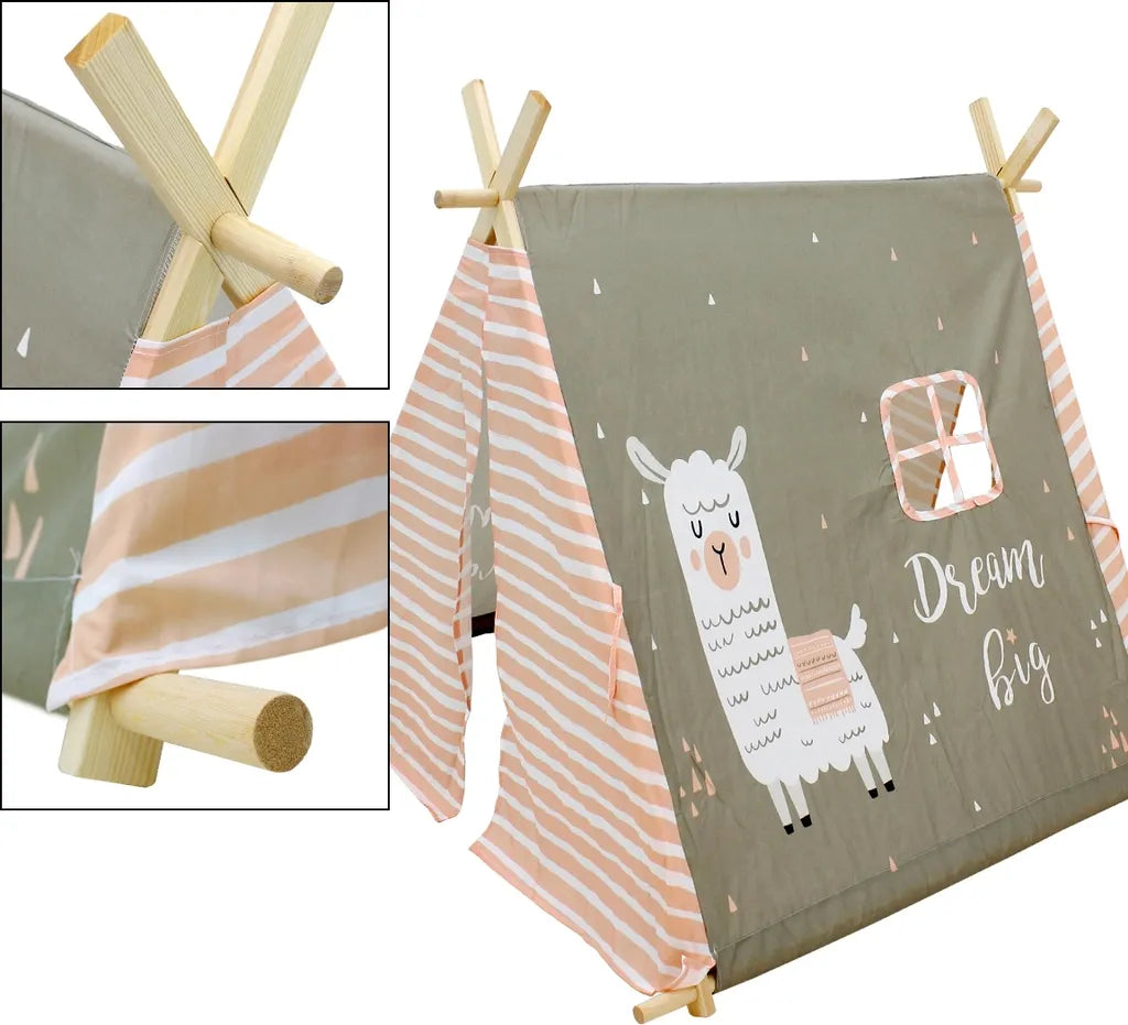 Kinderzelt WASCHBÄR/LAMA, 101x106x106 Cm - Home Styling Collection