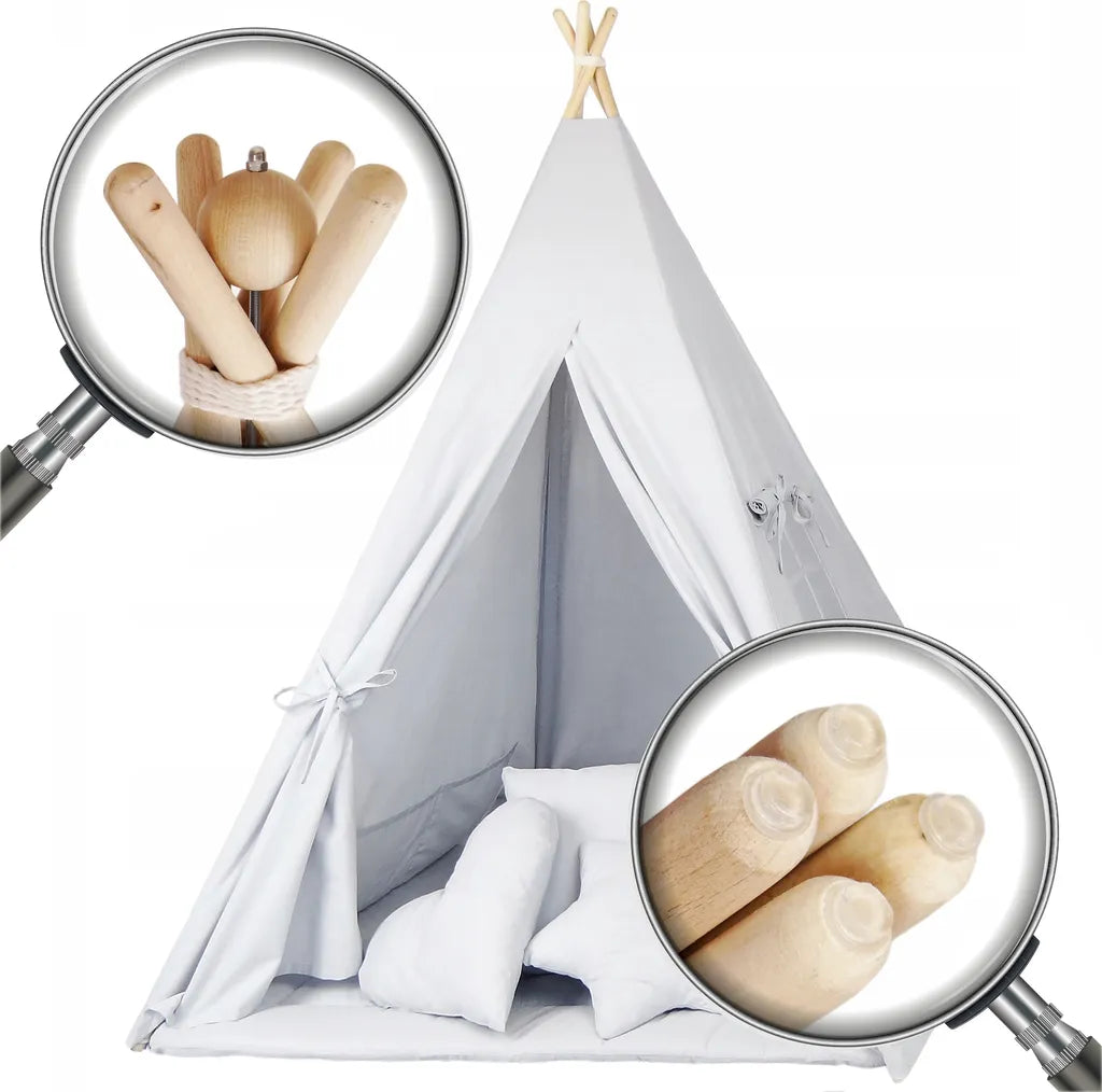  Stan Tipi Pre Deti Stan Na Hranie Detský Stan Tippi Detská Izba Teepee Vigvamový Stan Vonkajší Vnútorný šedý Set S Hracou Podložkou A 3 Vankúšikmi