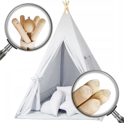  Stan Tipi Pre Deti Stan Na Hranie Detský Stan Tippi Detská Izba Teepee Vigvamový Stan Vonkajší Vnútorný šedý Set S Hracou Podložkou A 3 Vankúšikmi