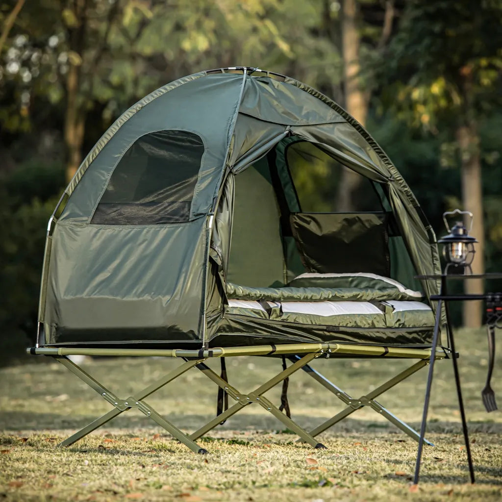  SoBuy® Feldbett 4in1-Zelt Mit Campingliege Schlafsack Luftmatratze Und Zubehör 1 Person OGS32-GR