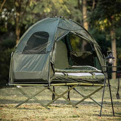 SoBuy® Feldbett 4in1-Zelt Mit Campingliege Schlafsack Luftmatratze Und Zubehör 1 Person OGS32-GR