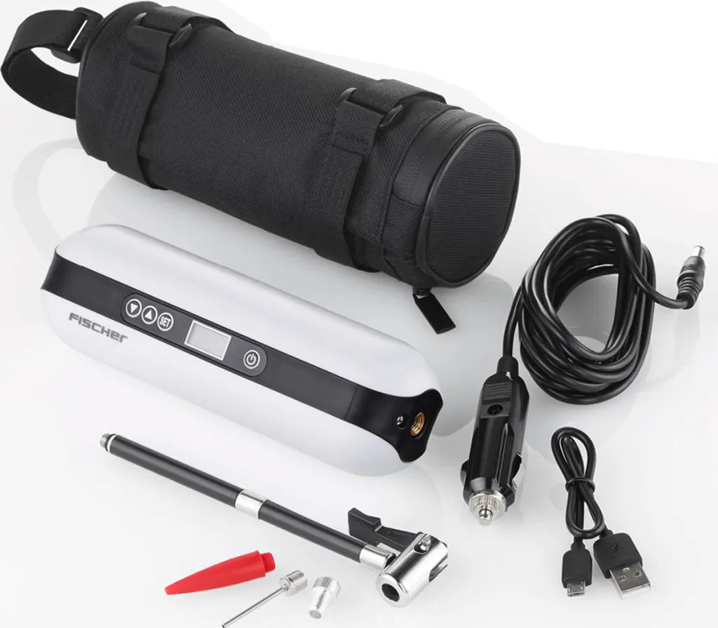  FISCHER Akku-Kompressor Mit Powerbank Und LED-Taschenlampe